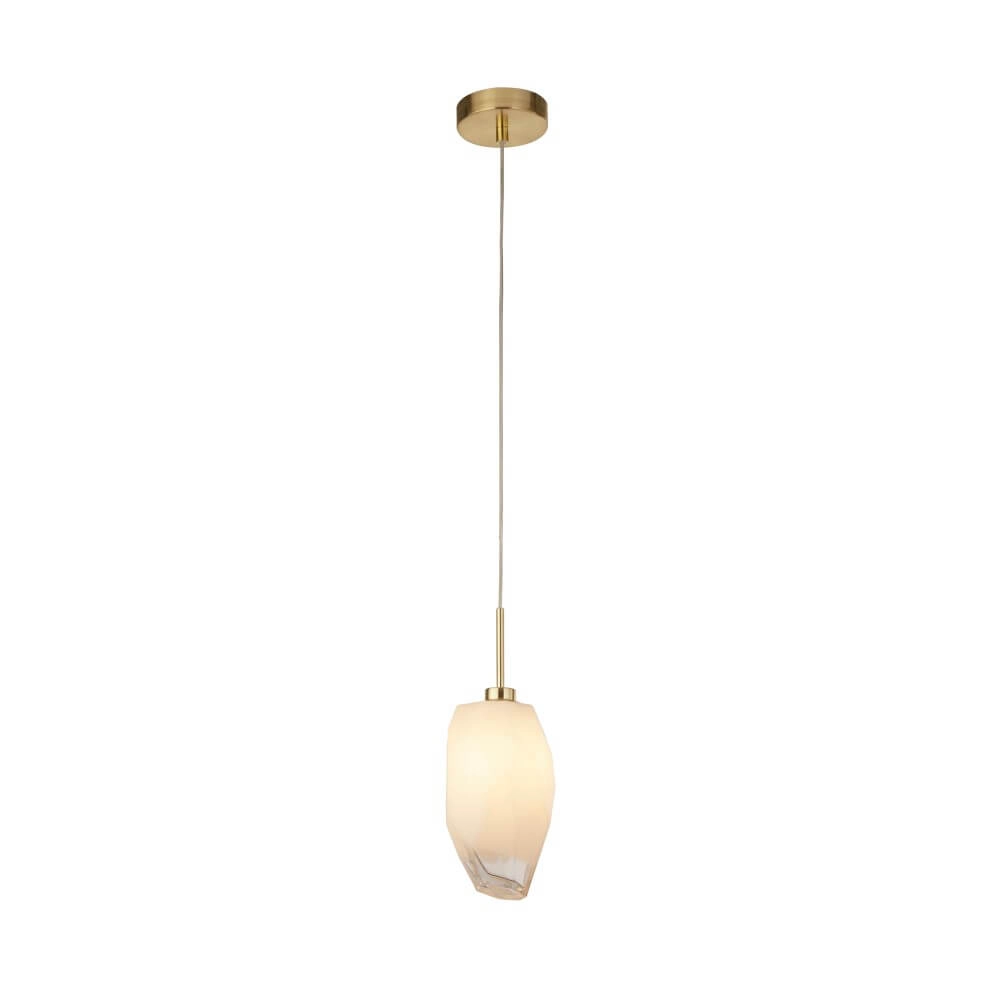 1-lichts hanglamp Rocky met wit glas