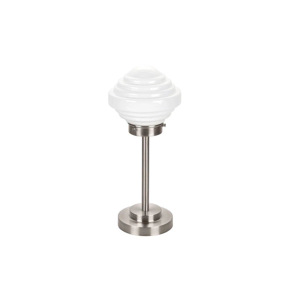 Nikkel tafellamp York met wit glas Ø 15cm