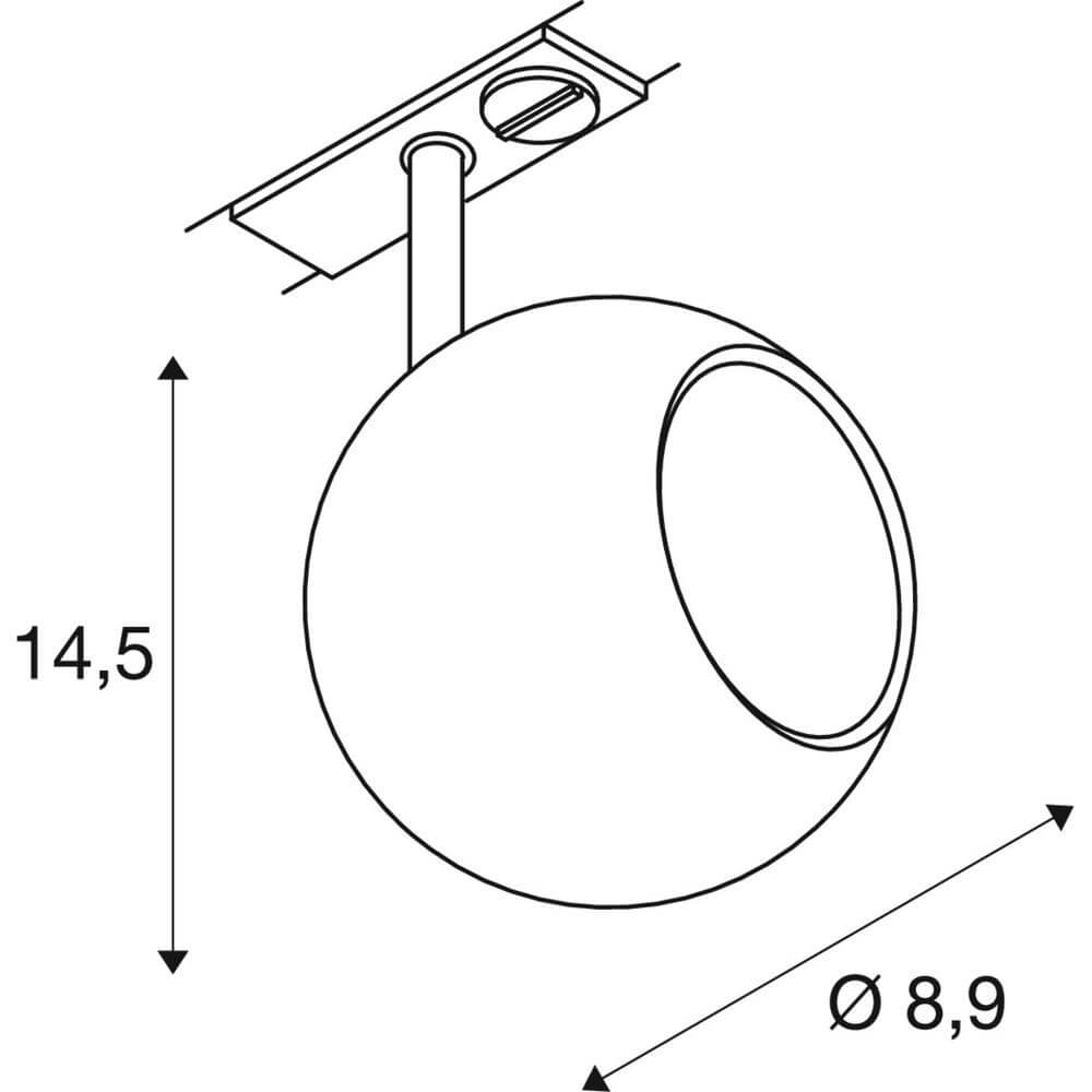 Spot voor rail Light Eye 90 zwart Ø 9cm 1-fase SLV 4024163295468