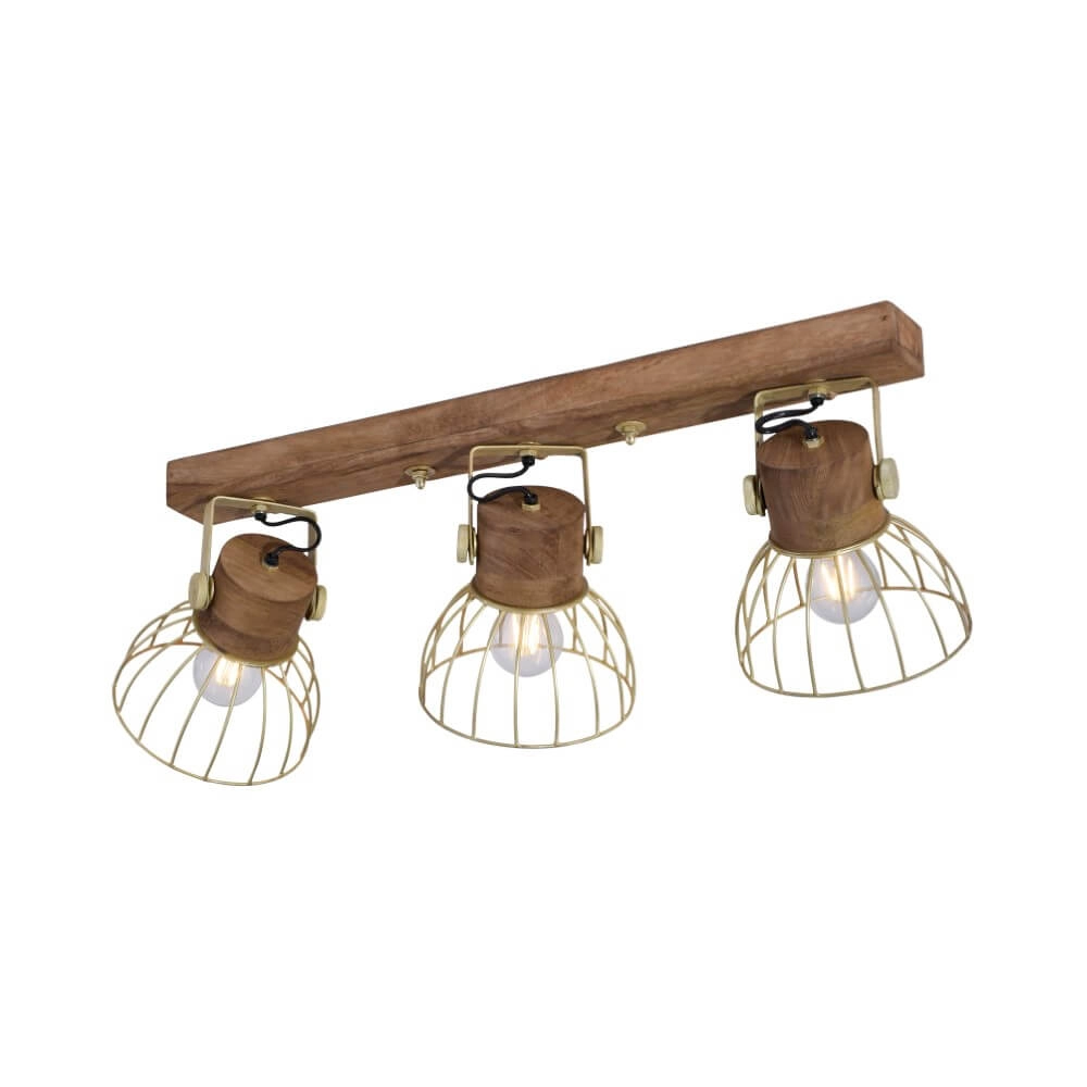 Plafondlamp Alami bruin messing 3-lichts