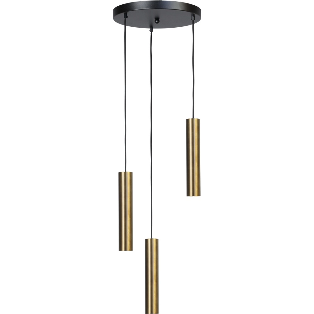 Hanglamp Run Ø35 ronde plaat - 3x GU10 - antiek koper