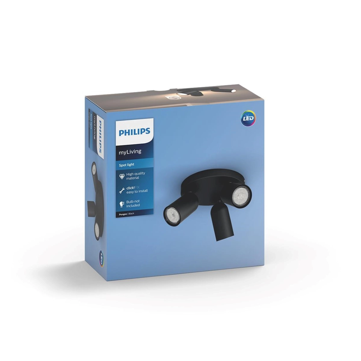 spot Pongee 3-lichts zwart Philips 8718696164846