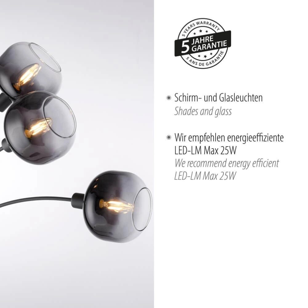 Zwarte vloerlamp Zea 3-lichts Just Light 4043689993764