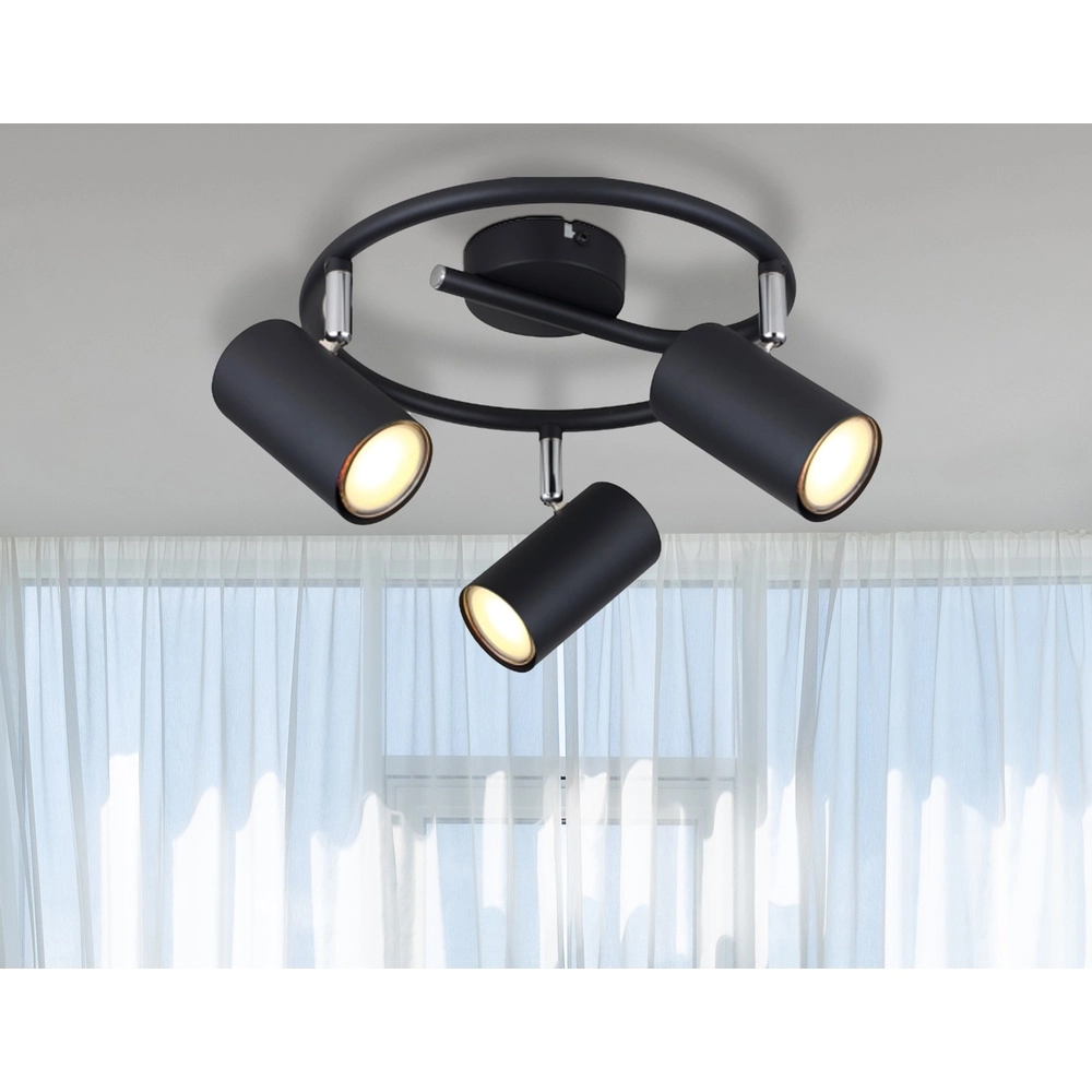 3-lichts plafondlamp Allvi zwart Globo 9007371448760