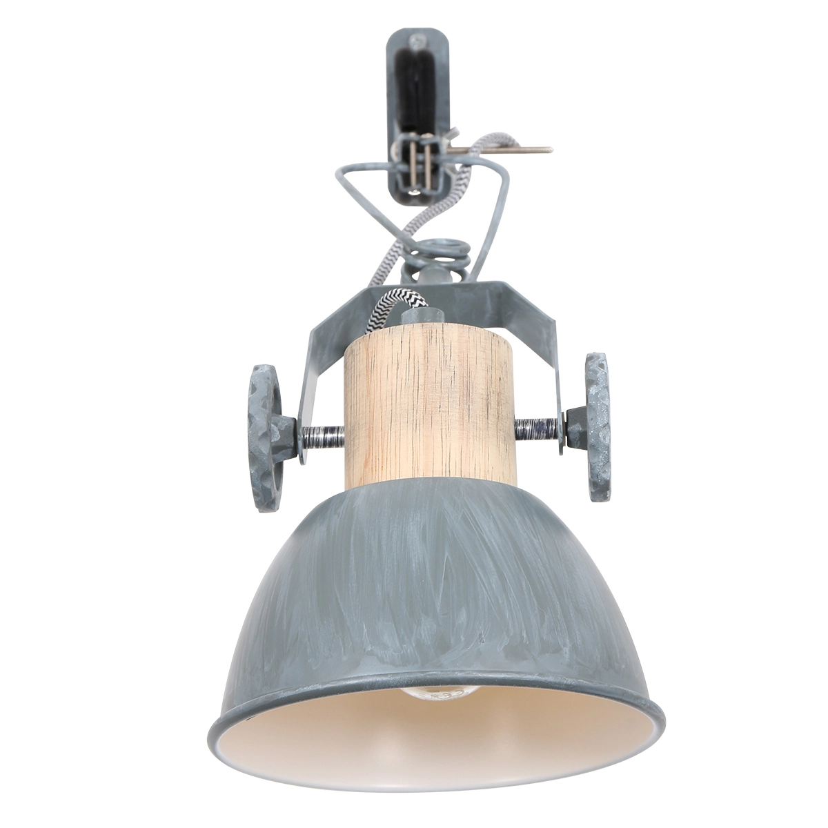 Klemspot Gearwood zinkgrijs met hout Steinhauer 8712746133776