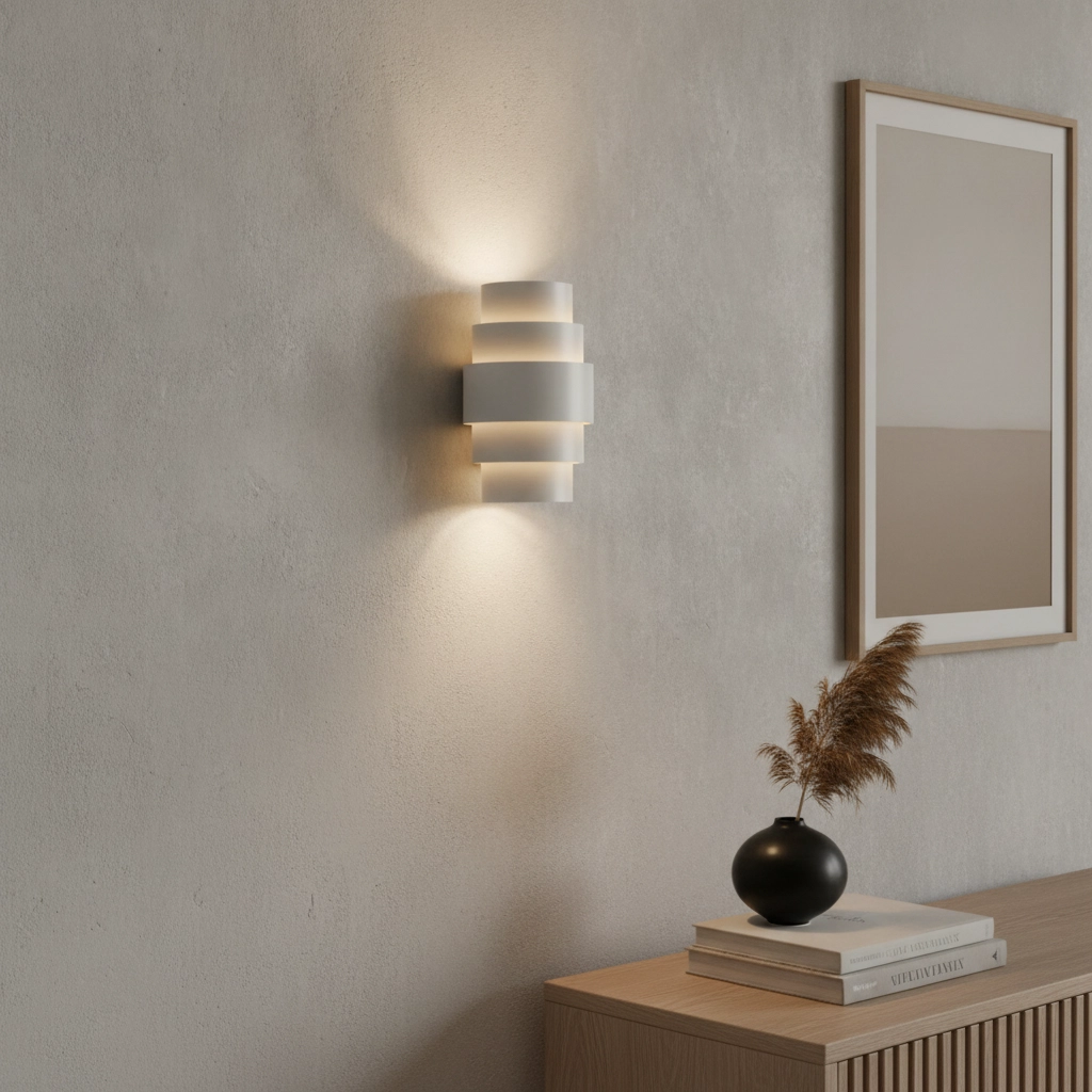Design wandlamp Rolls wit met gouden binnenkant
