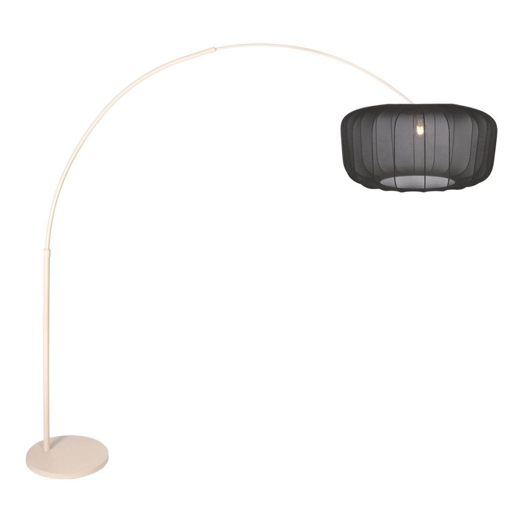Booglamp zandbruin Vela Lino met zwarte kap Ø60cm