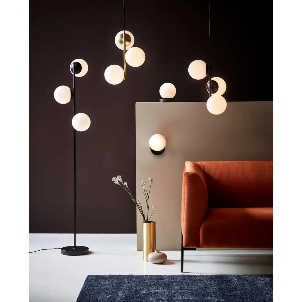 Vloerlamp Lilly 3-lichts zwart met witte bol Nordlux 5701581459182