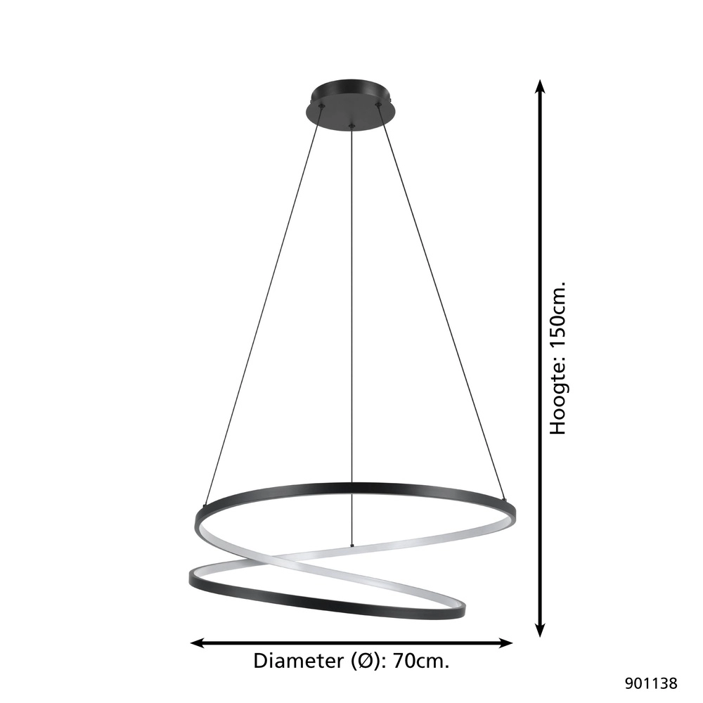 Ø 70cm led hanglamp Ruotale zwart Eglo 9008606303526