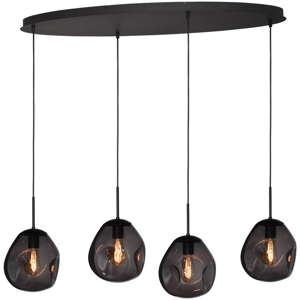 Hanglamp Lava Oval 4x smoke glas Ø 24cm