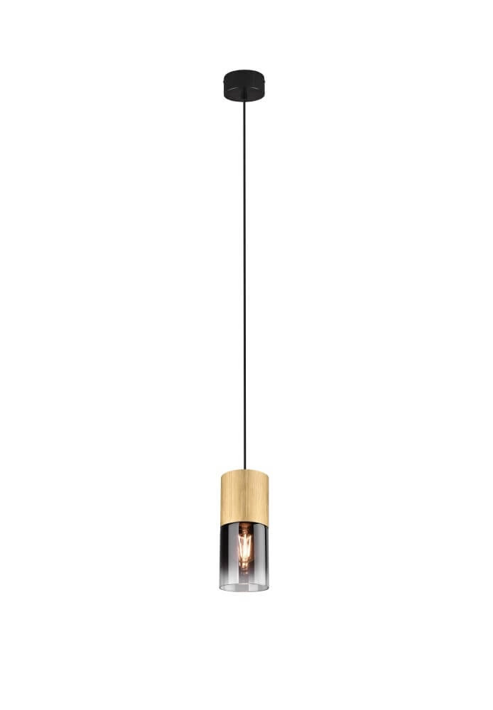 Hanglamp Robin pendel hout met zwart Trio 4017807507478