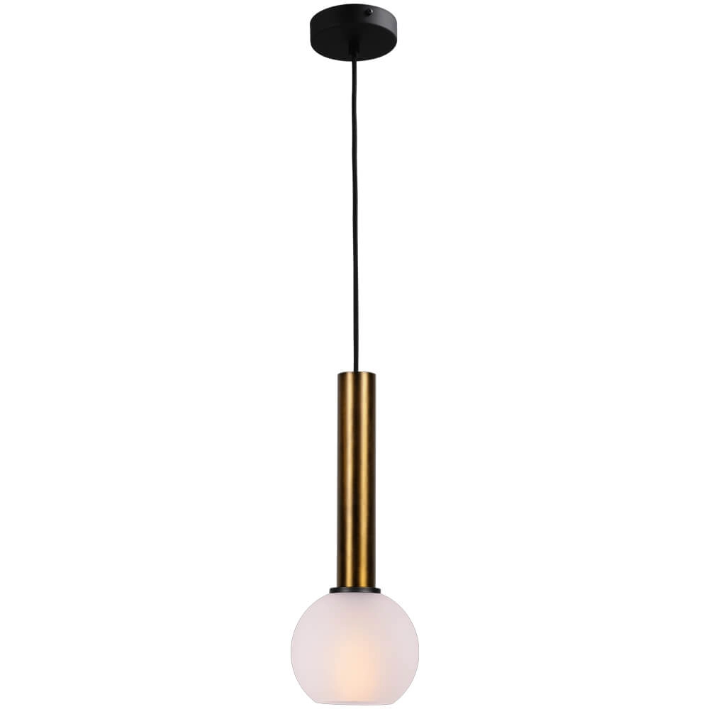 Hanglamp Ø 15cm Bella 2 Antiek messing met mat wit glas