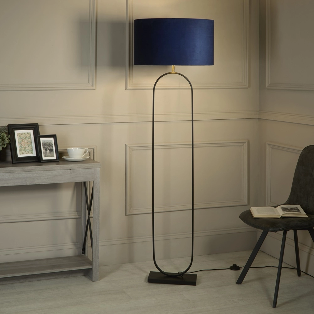 Vloerlamp Modish zwart met blauwe kap Searchlight 5053423307527
