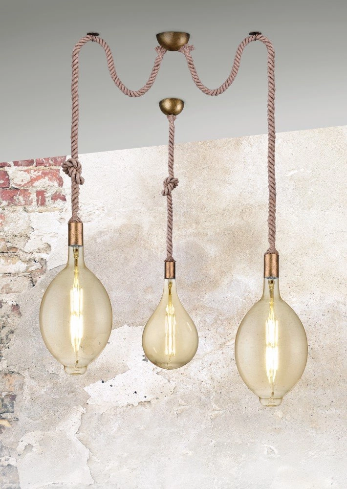 Hanglamp Cord touwlamp 2-lichts brons Trio 4017807408591