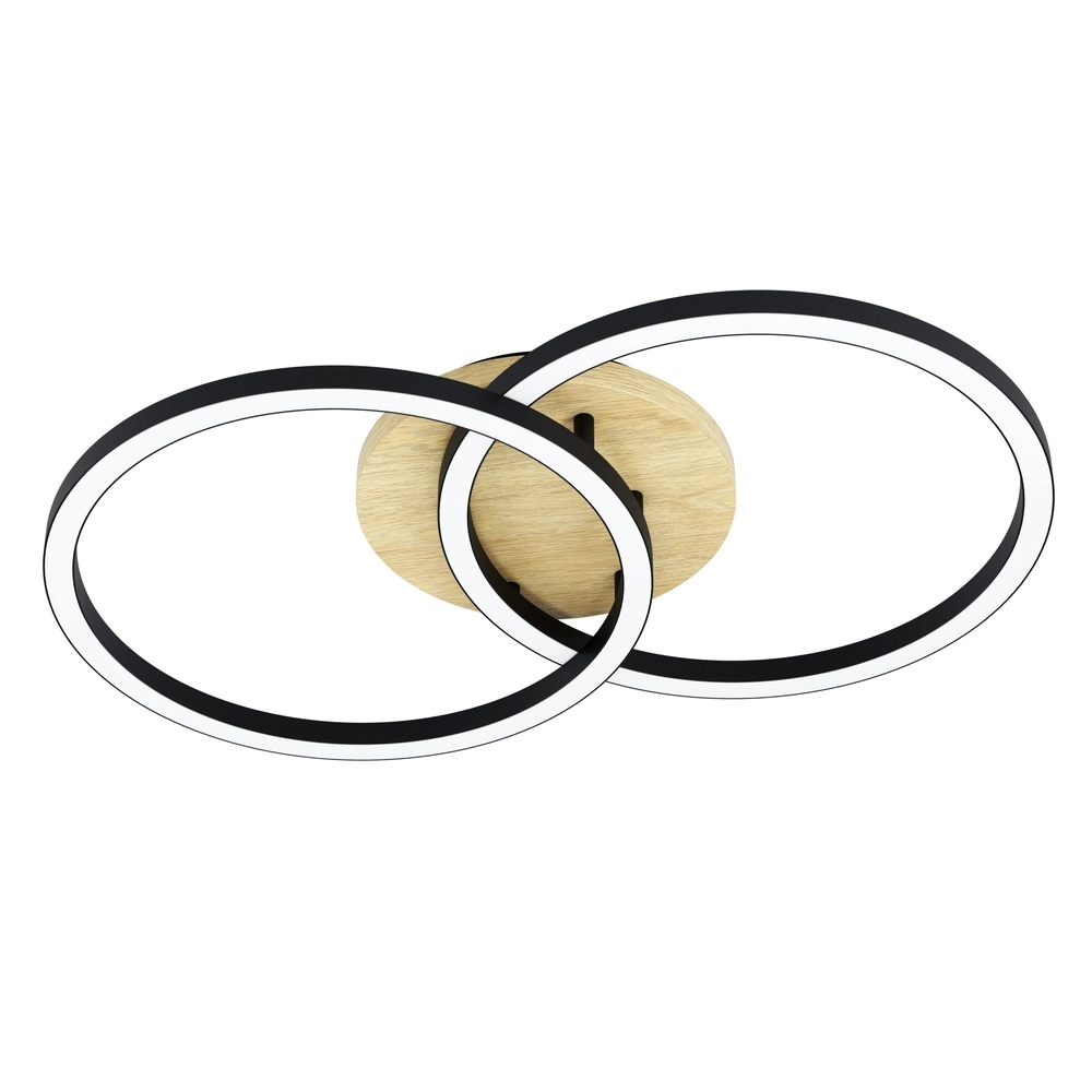 Zigbee plafondlamp Lomaltas-Z zwart met houtlook - rond