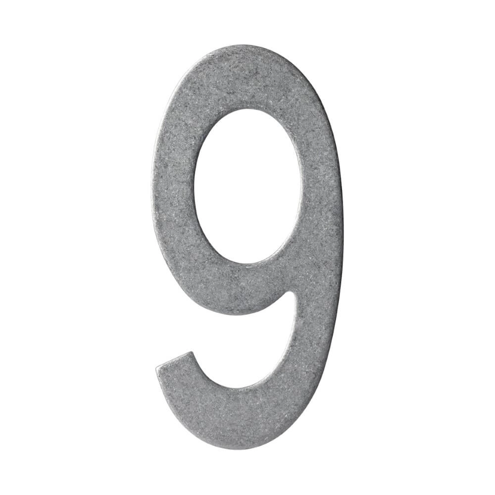 Huisnummer 9 Numbra 15cm RVS getrommeld