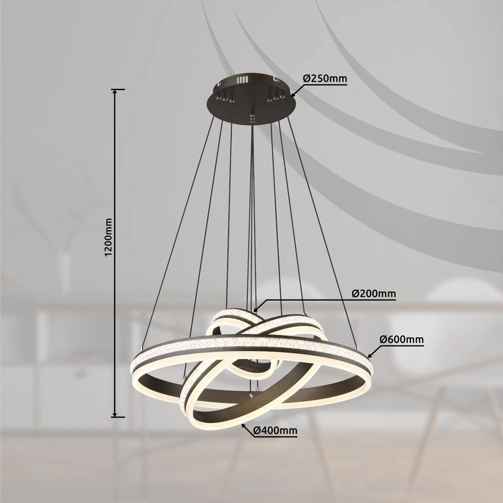 Design hanglamp Grouni 3 ringen titanium geborsteld Globo 9007371455003