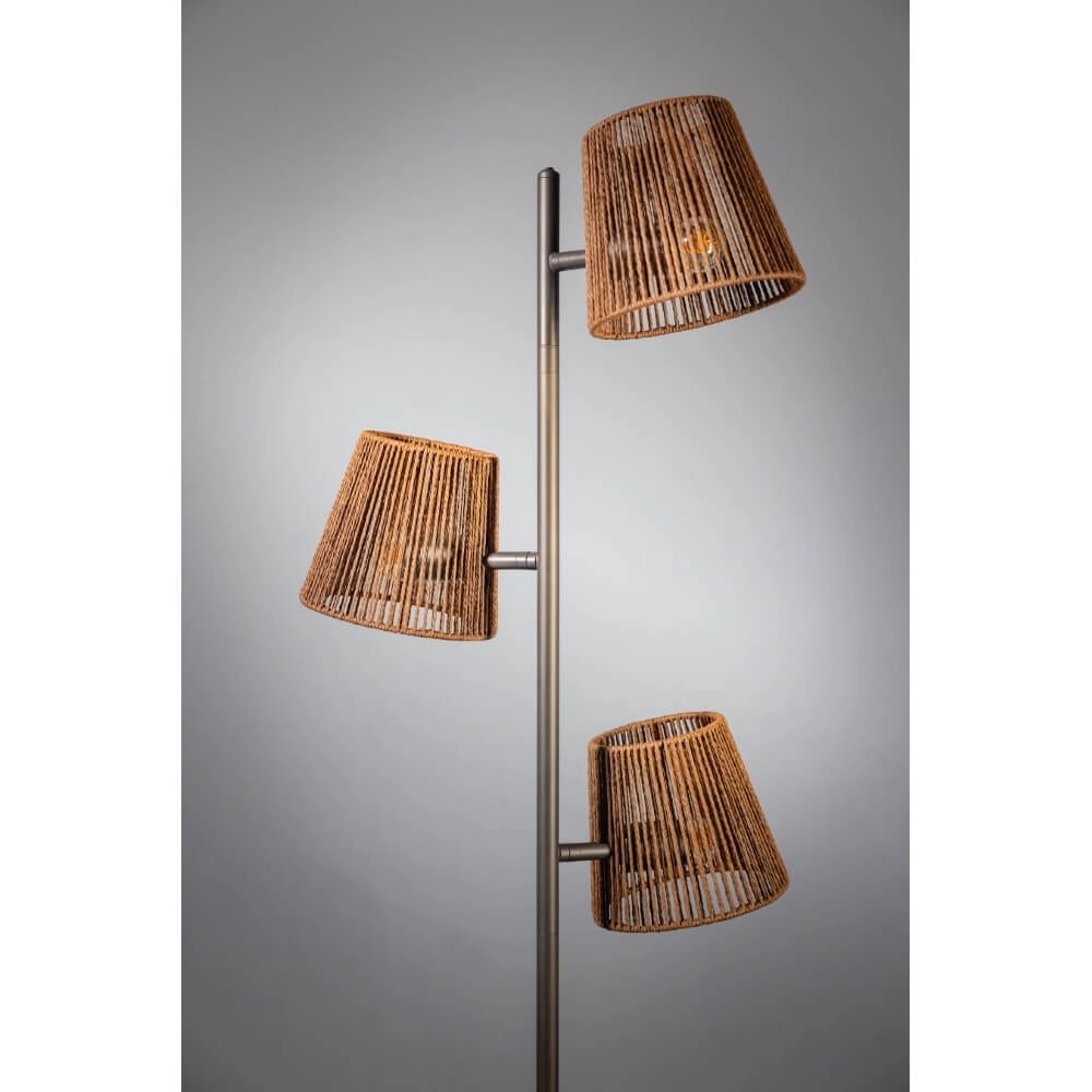 3-lichts vloerlamp Daan bruin met rotan ETH 8720195309345