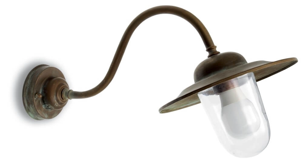 Schuine buitenlamp Casale verouderd messing