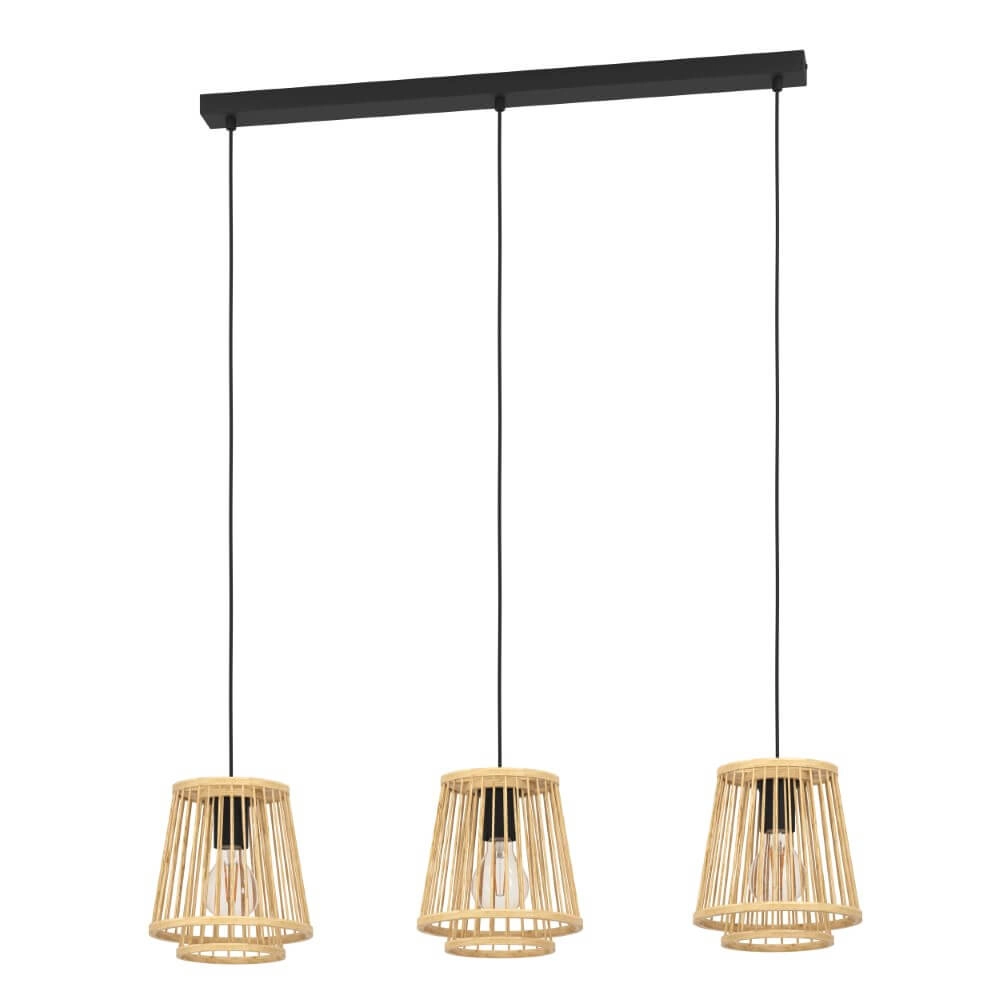 Houten hanglamp Hykeham 3-lichts