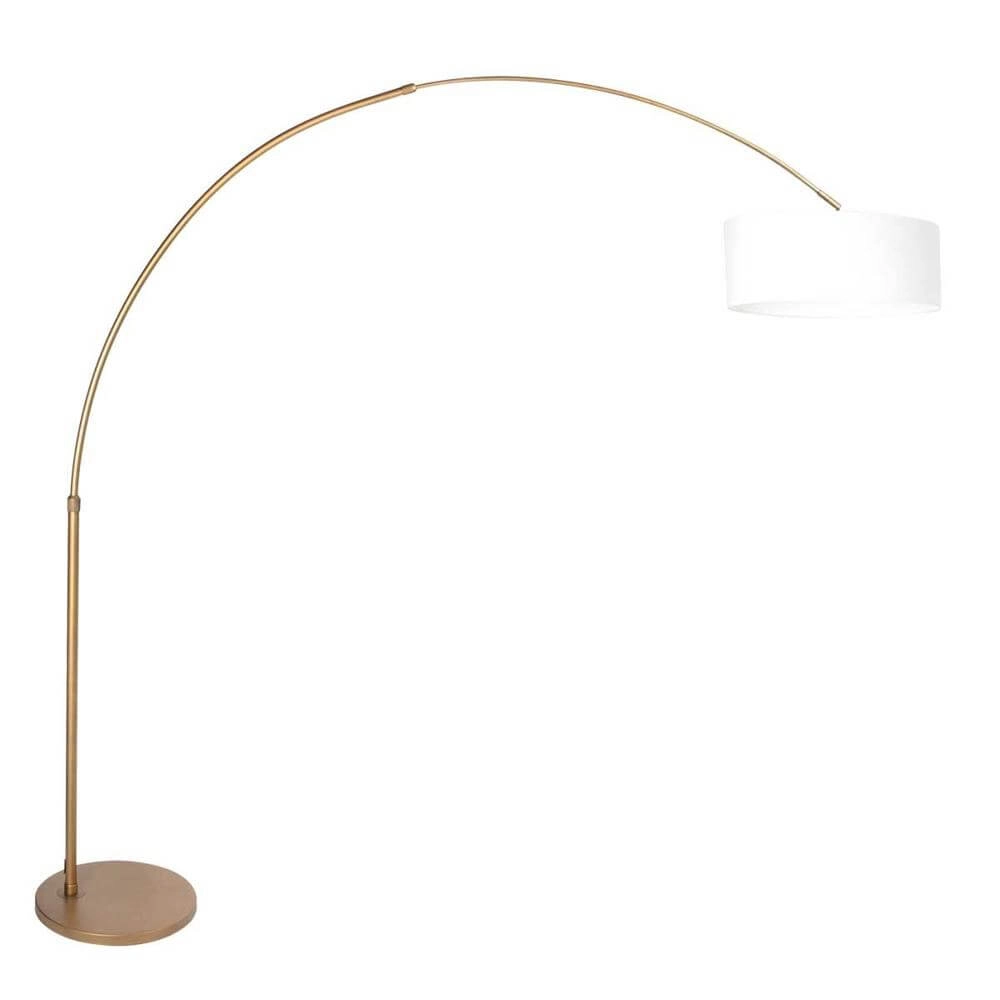 Booglamp Sparkled Light brons met grof witte kap Ø 45cm