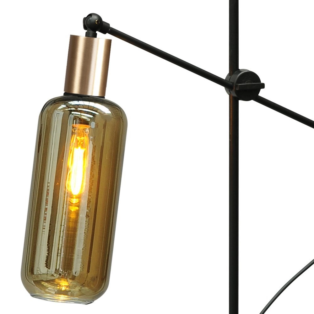 Zwarte tafellamp met goud Bounty met cilinderglas Masterlight 8718121248509