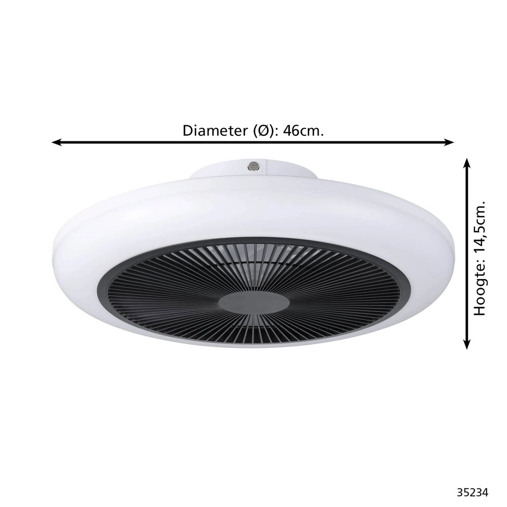 Plafondventilator Sayulita wit met zwart Ø 46cm Eglo 9002759352349