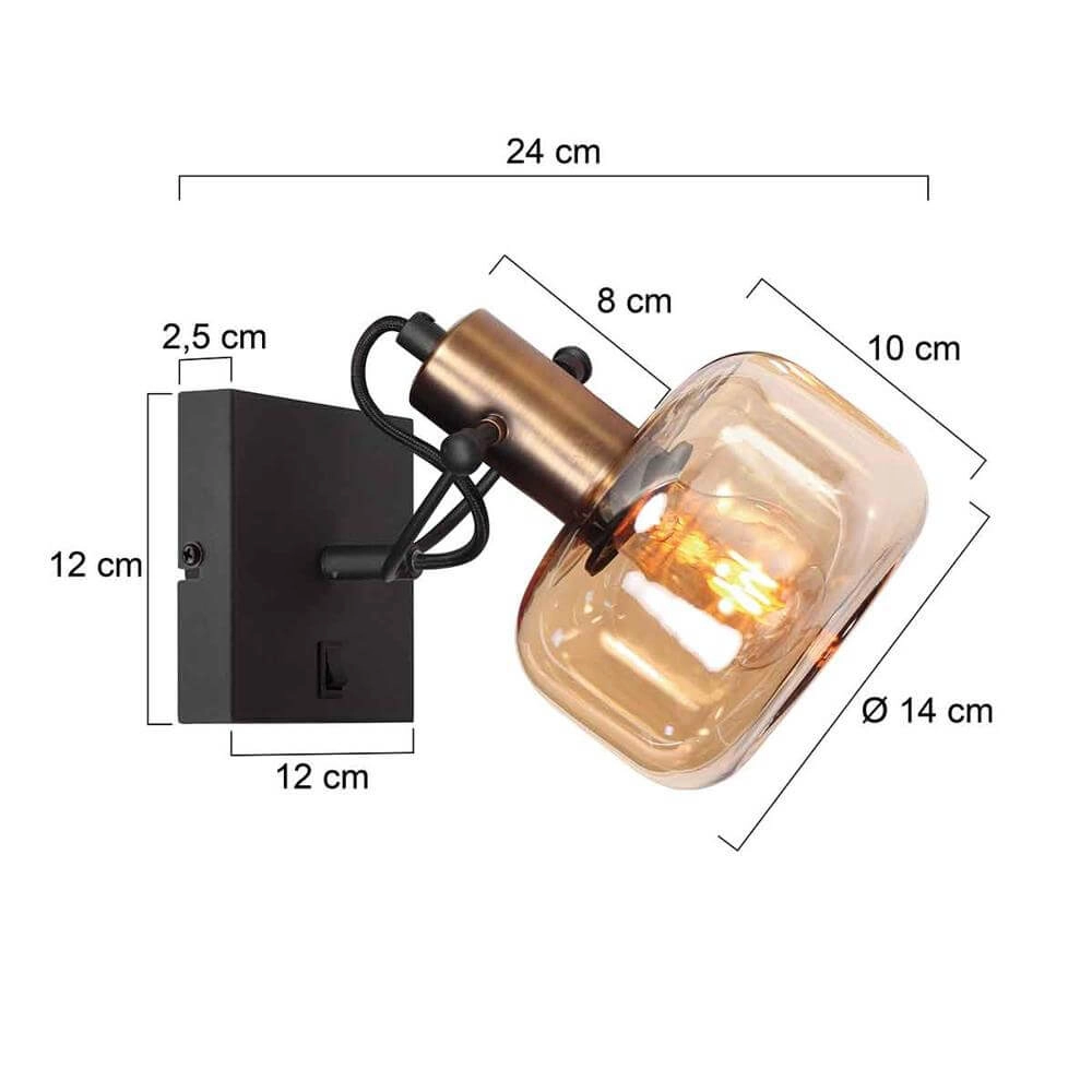 Wandlamp Glaslic amber glas Steinhauer 8712746174014