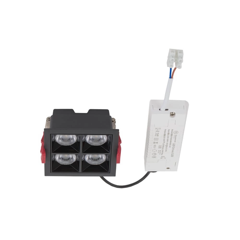 Zwarte inbouwspot Midi Led 2x2 leds - 3000K Lyora 5903139100618
