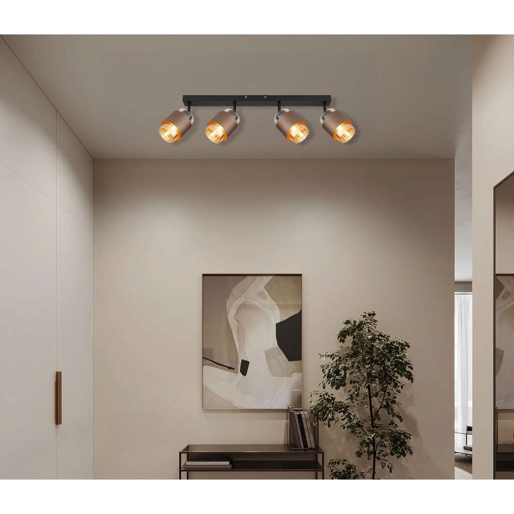 Design plafondlamp Milley 4-lichts zwart Globo 9007371589340