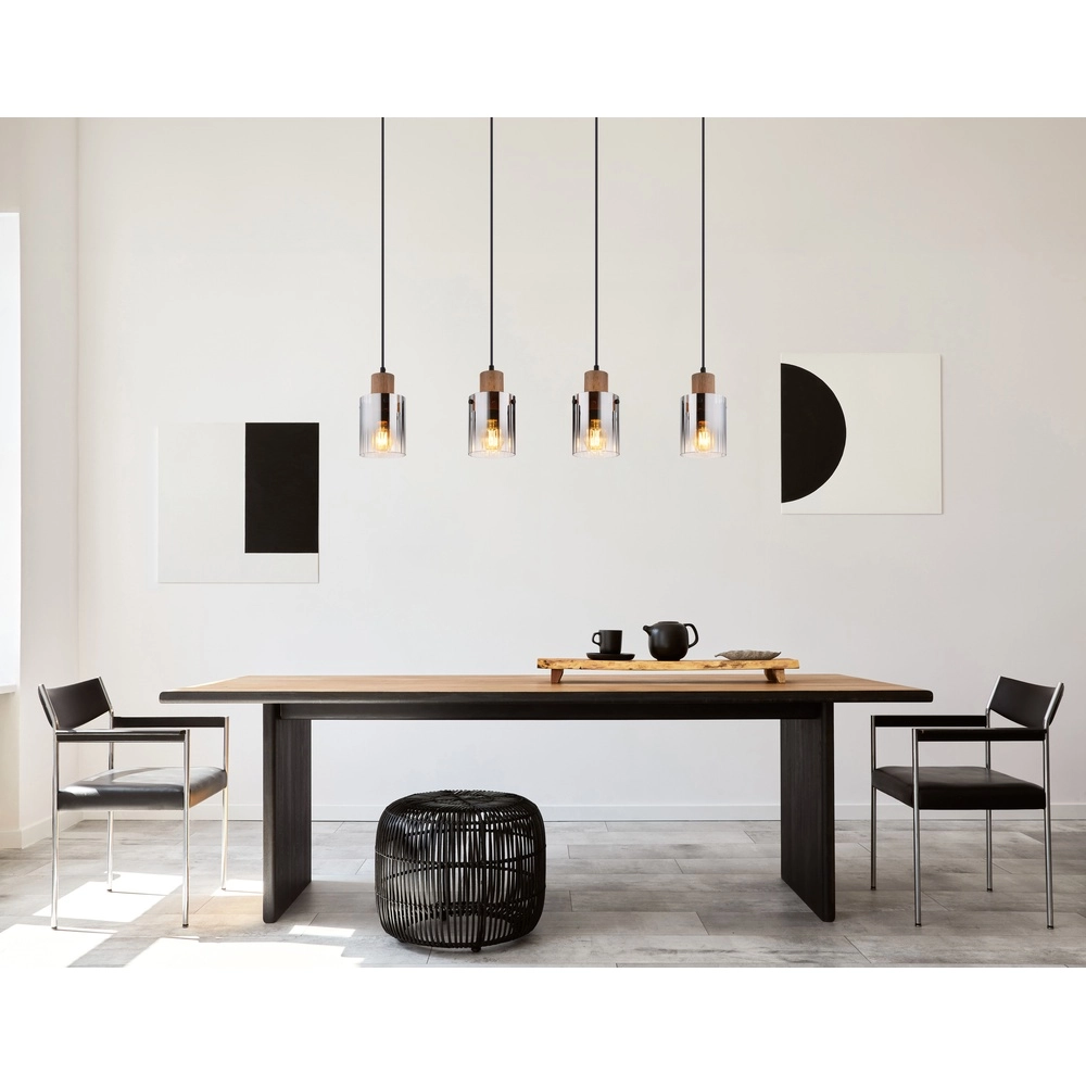 Hanglamp Underwood hout 4-lichts Globo 9007371507658