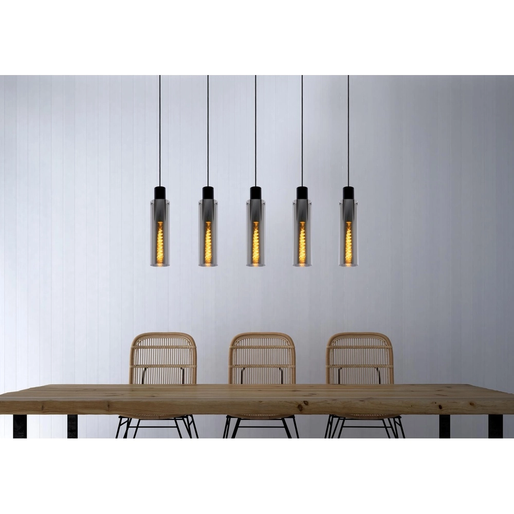 5-lichts hanglamp Orlando smoke glas Lucide 5411212740748