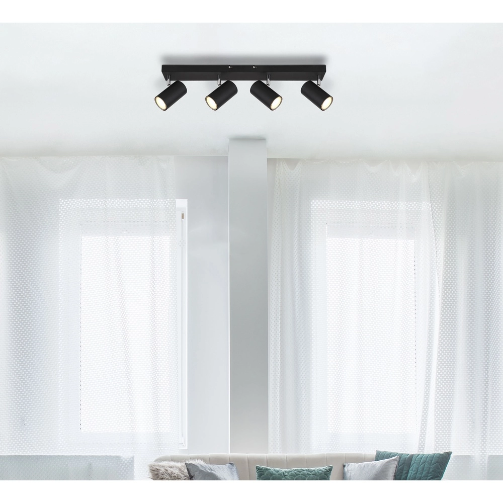 Plafondlamp 4-lichts Robby zwart Globo 9007371436538