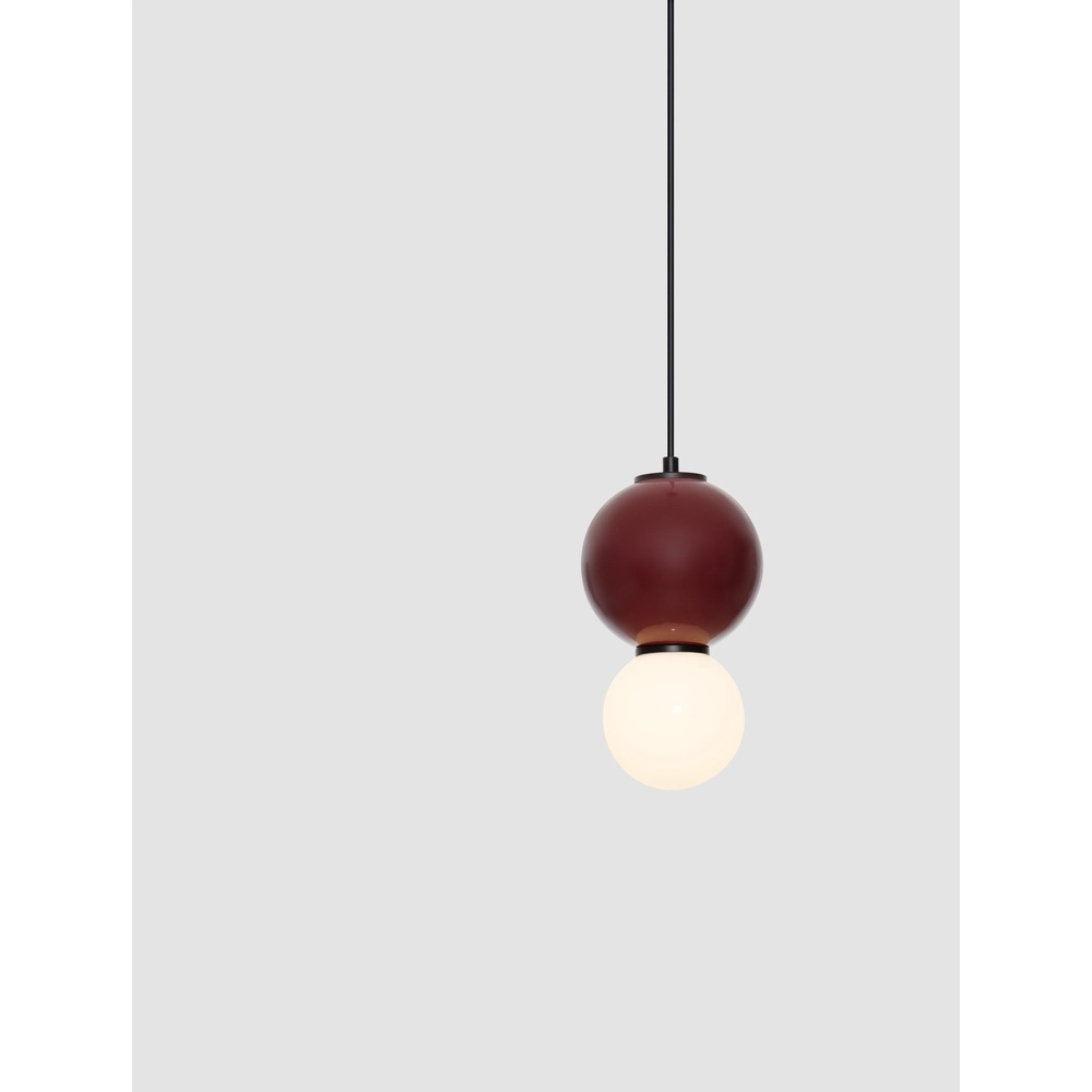 Hanglamp Noesis Ø 15cm bordeaux rood met wit Lyora 5212017483706