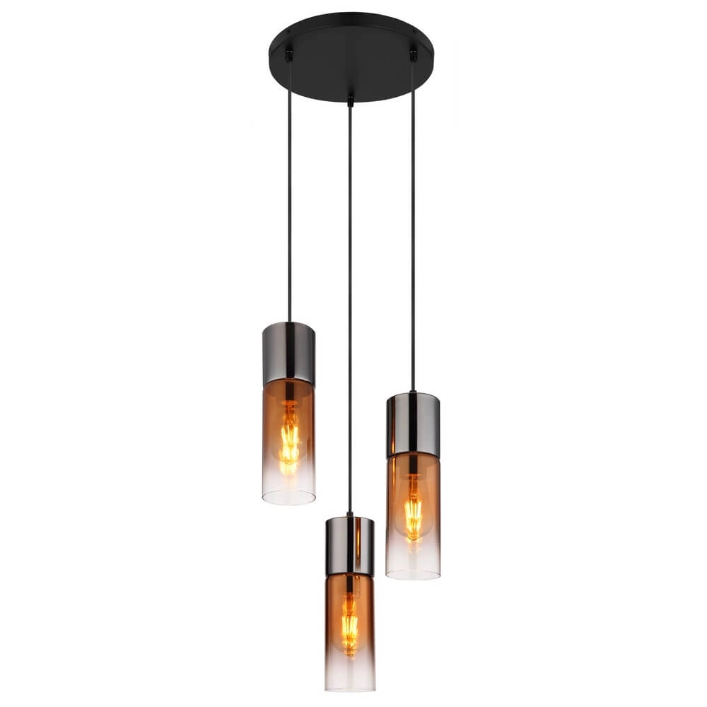 Strakke hanglamp Annika 3-lichts gunmetal rond