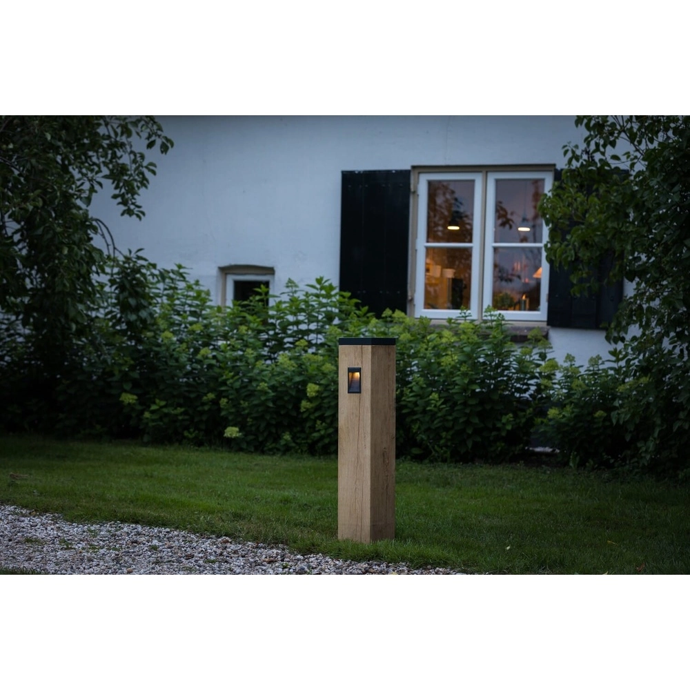 Houten solar pad lamp Torre Solar Eiken - 17,5x17,5x90cm - 2700K Timberlab 8716803514584