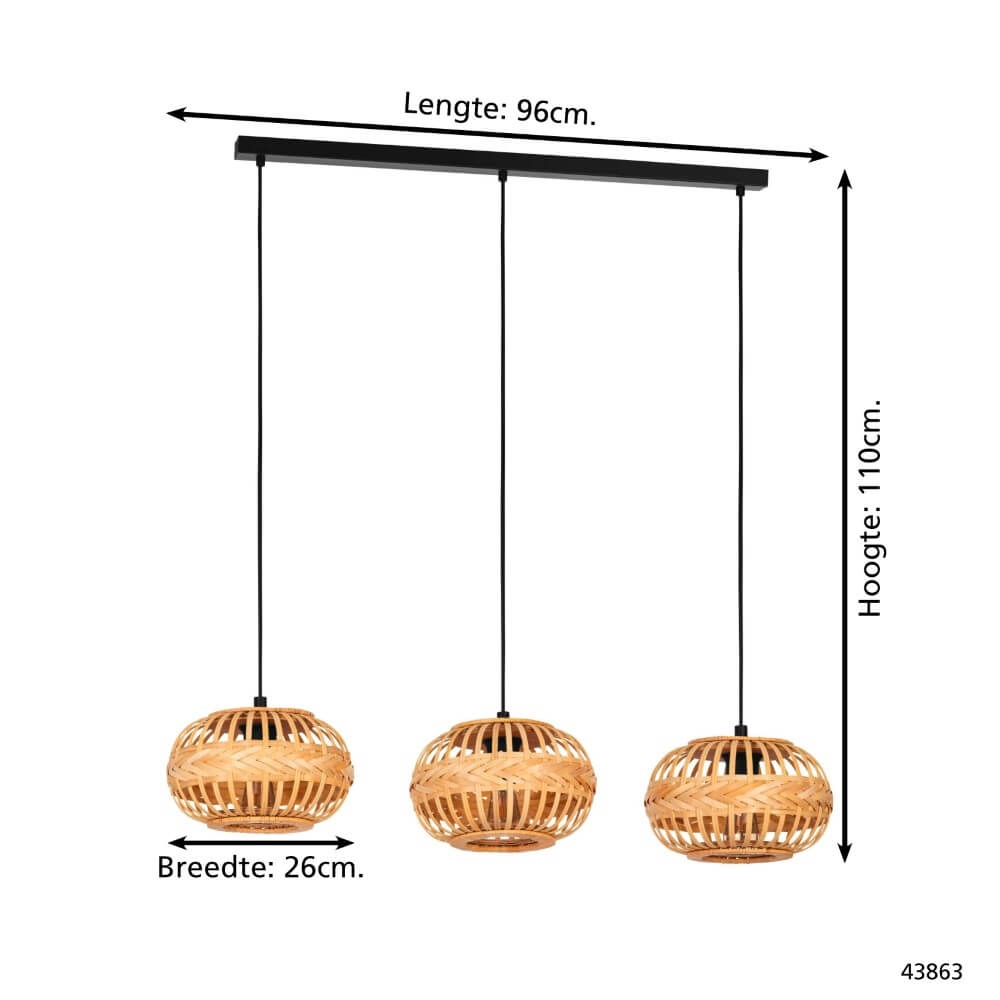 Rotan 3-lichts hanglamp Amsfield 1 Eglo 9002759438630