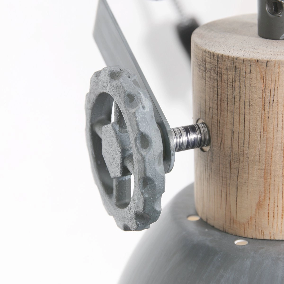 Klemspot Gearwood zinkgrijs met hout Steinhauer 8712746133776