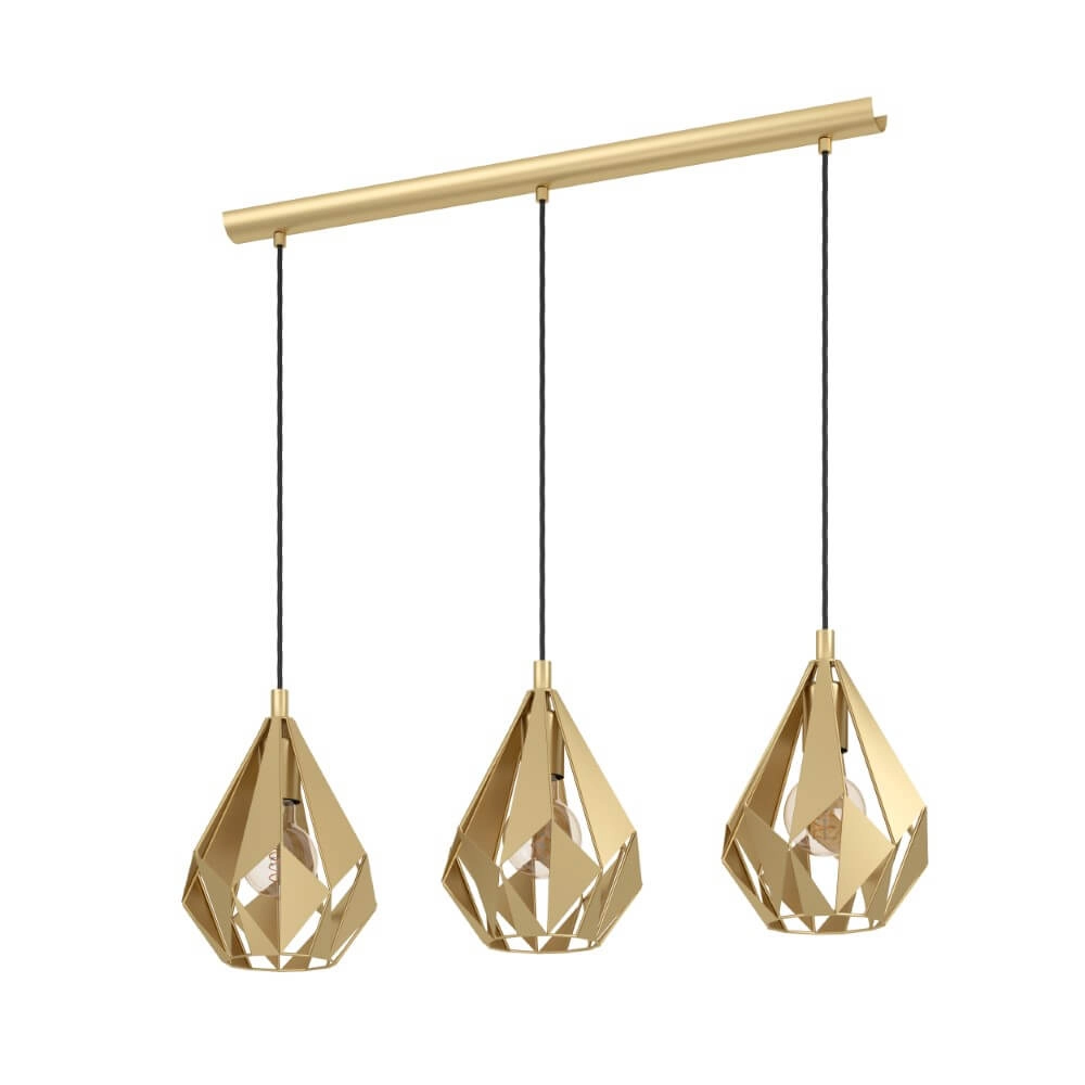 Gouden Carlton 3-lichts hanglamp