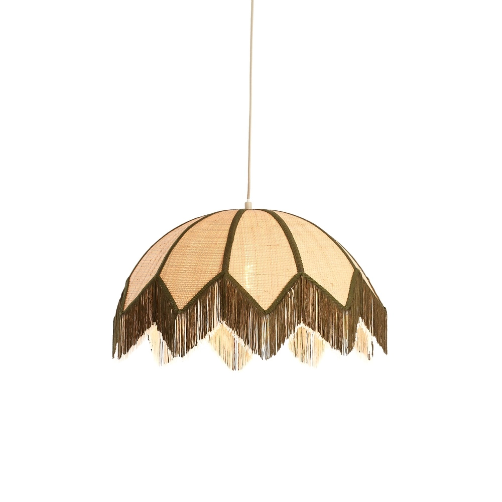 Ø 55cm hanglamp Sulina raffia met groen Light & Living 8717807762414