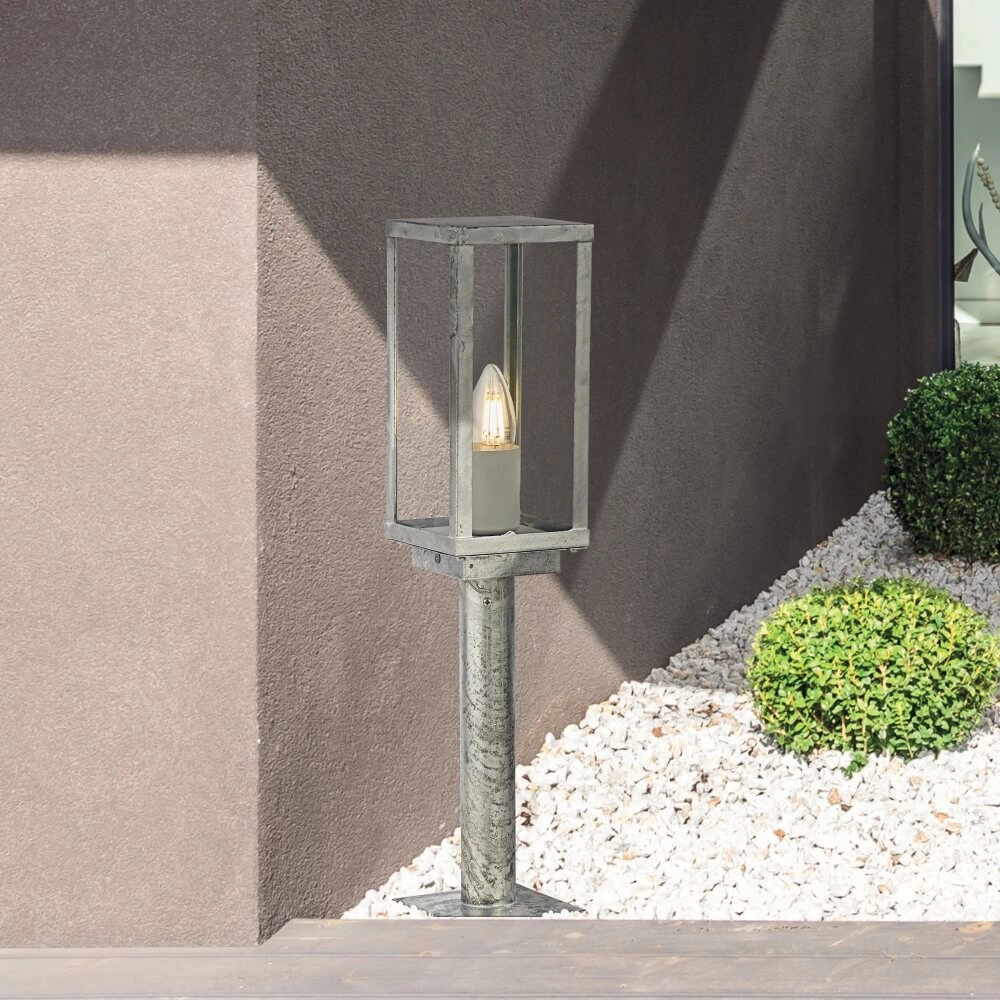 Antiek zilveren terraslamp Box II 50cm Searchlight 5053423228051