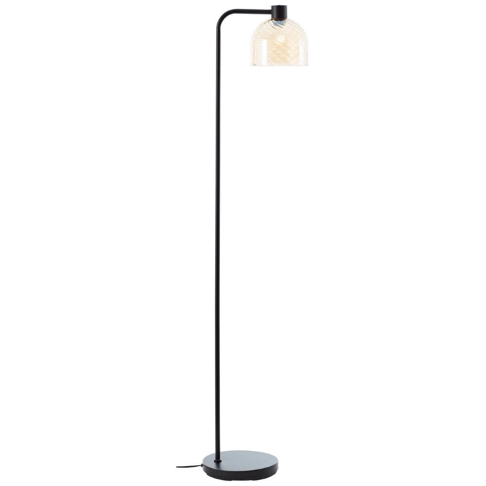 Vloerlamp Casto zwart met amber glas
