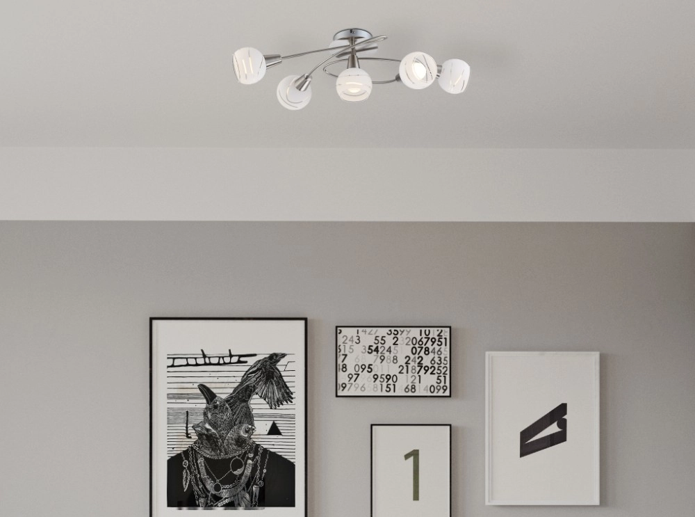 Plafondlamp Elliott nikkel 5-lichts Globo 9007371258321