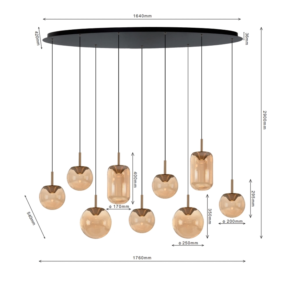 Eetkamer hanglamp Yvonne 9-lichts ETH 8720195311634