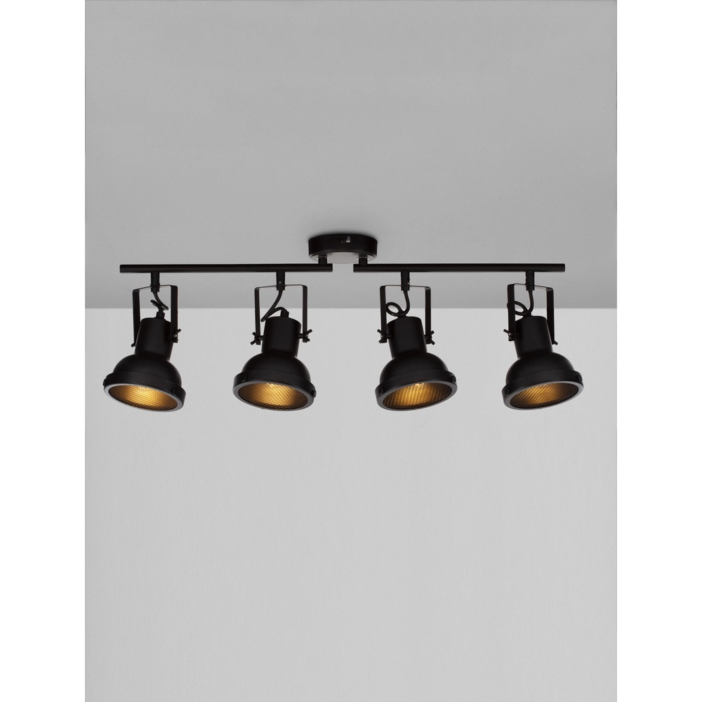 Plafondlamp Ruvi 4-lichts zwart