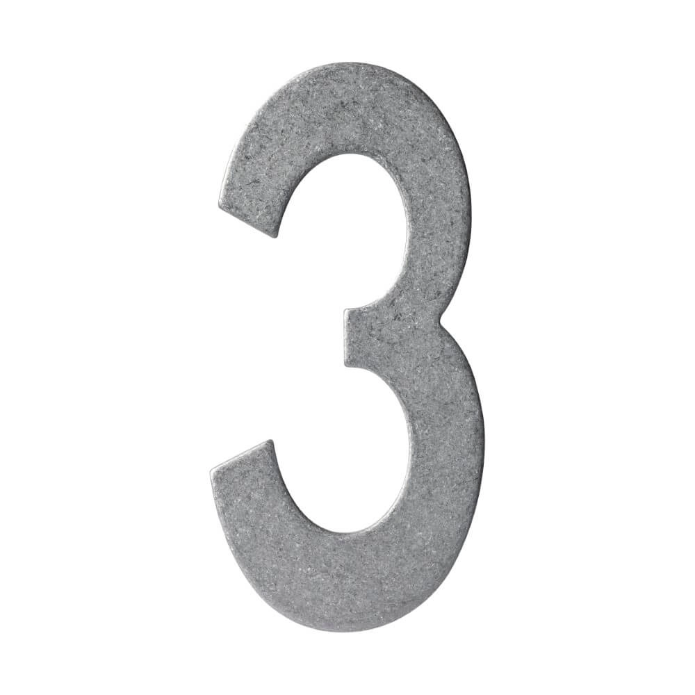 Huisnummer 3 Numbra 15cm RVS getrommeld
