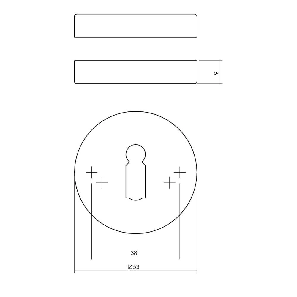 Set van 2 sleutelrozetten Tira rond messing Intersteel 8714186696965