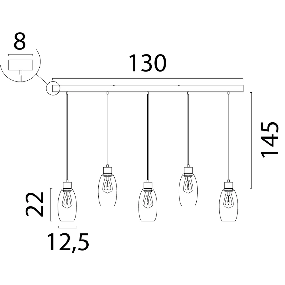 Glazen hanglamp Olive 5x Ø 12,5cm - zand Masterlight 8718121397733