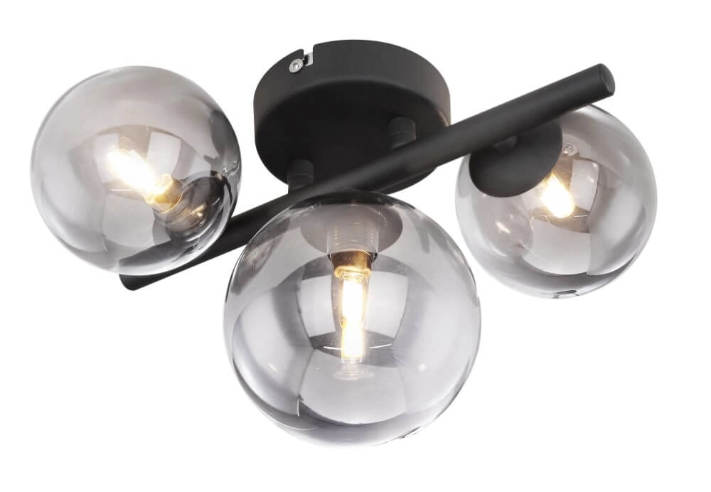 Zwarte plafondlamp met smoke glas Riha