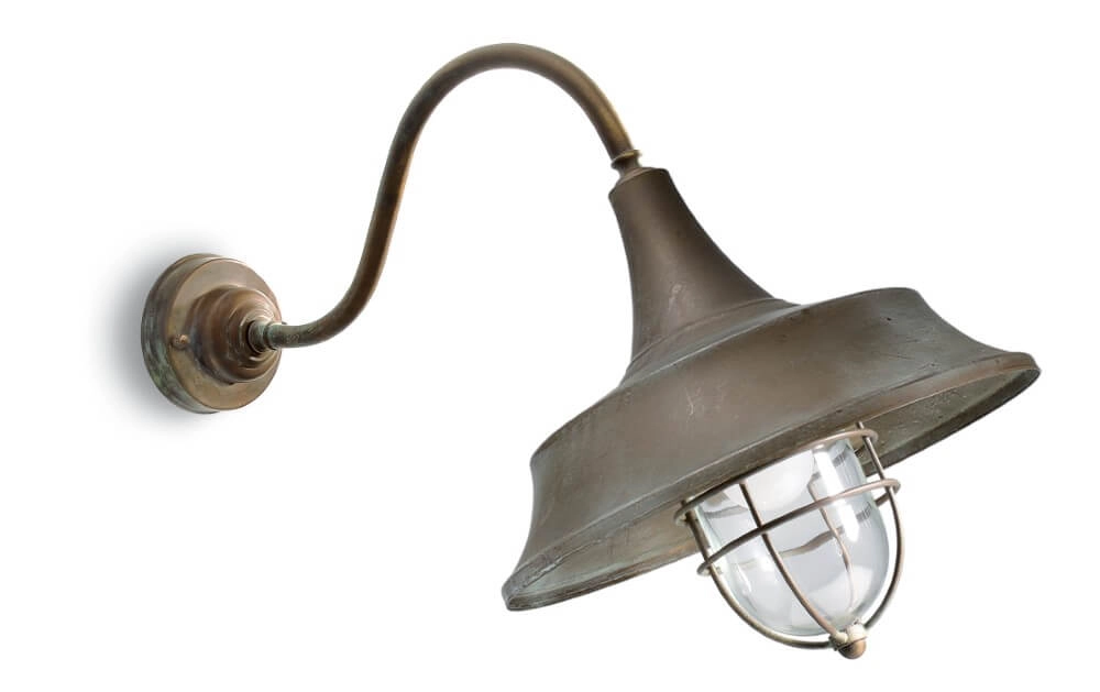 Schuine wandlamp Atelier verouderd messing